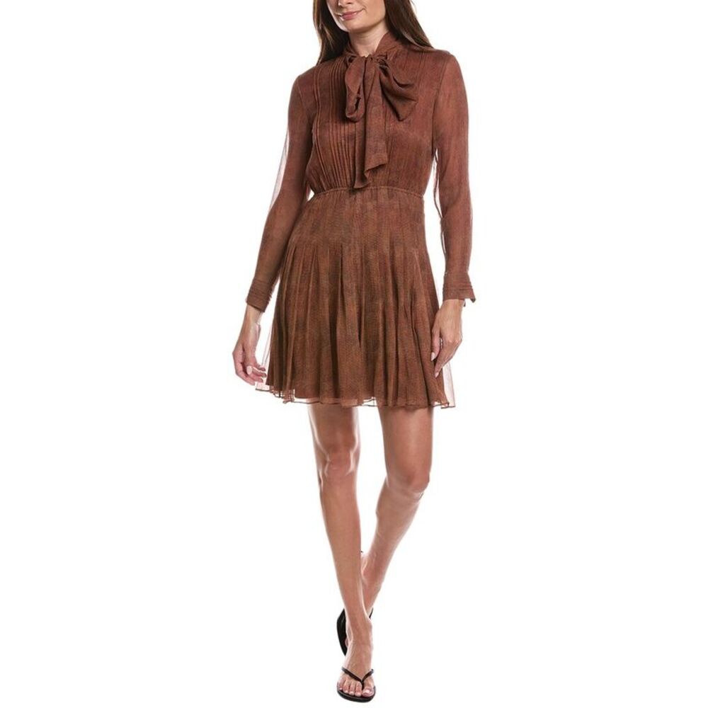 Lafayette 148 New York Womens  Pintuck Bow Silk Dress